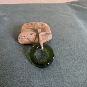 Recycled Wine Bottle Top Circular Pendant with Silver Accent